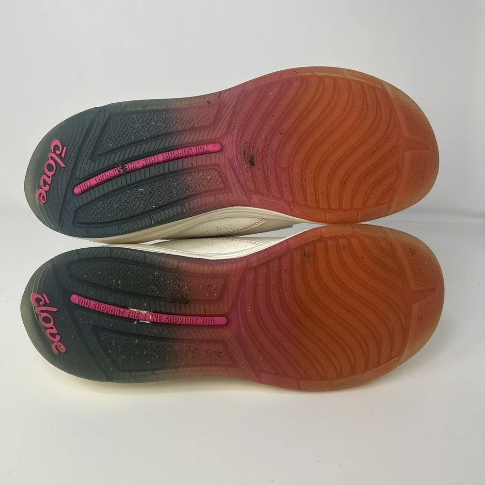 Clove Women's Classic Fuscia Fade Nursing Sneaker Sz 7.5 White Leather‎